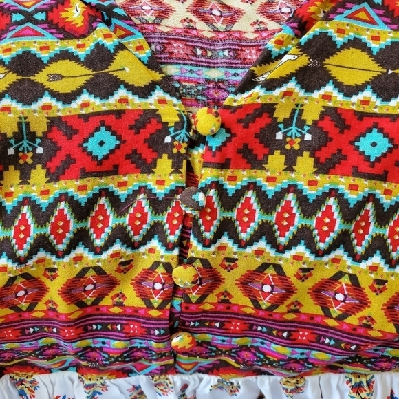 Umgee Boho Chic Pineapple Printed Tribal Baby Doll Dress Top Tunic Size M - Picture 4 of 5